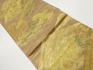 山並みに橋・草木模様織出し袋帯